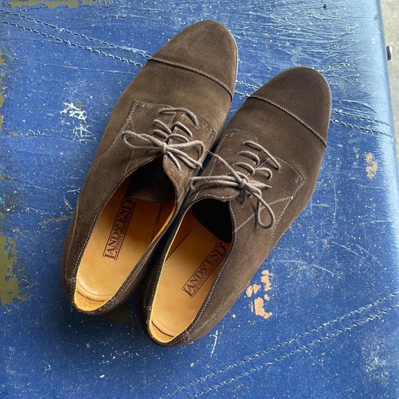 Men\'s Size 10.5M Land\'s End Classic Brown Suede Derby Shoes main image 10